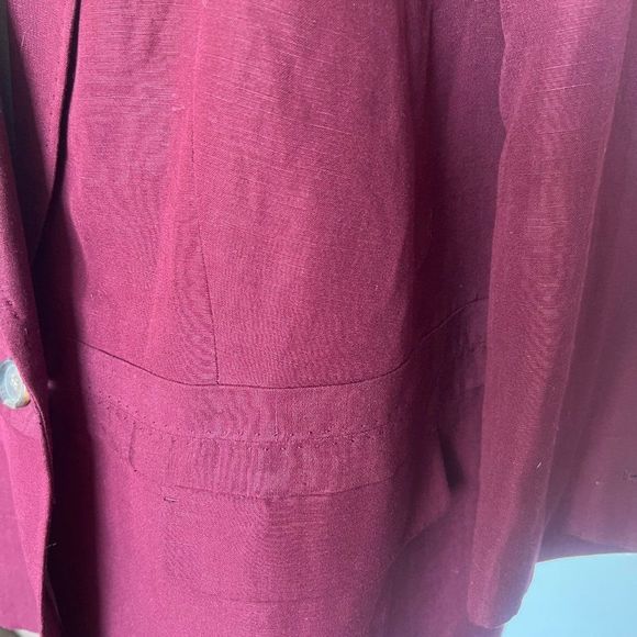 Talbots blazer burgundy linen blend womens sz 12W - Picture 6 of 11